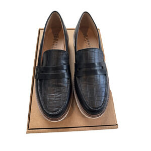 Journee Collection Kenly Shoes Womens Size 8.5 Black Loafers Croc Embossed Sole